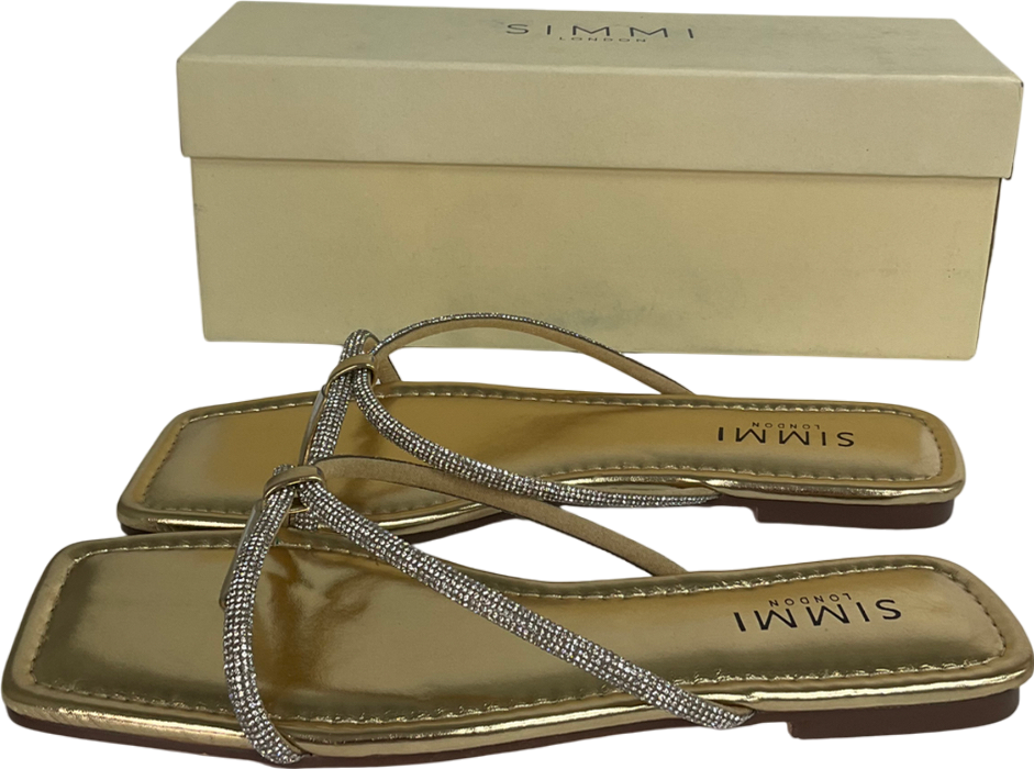 Simmi London Metallic Aviva Bling Sandals In Gold UK 5 EU 38 👠