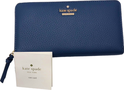 Kate Spade Denim Blue Leather large zip round Wallet