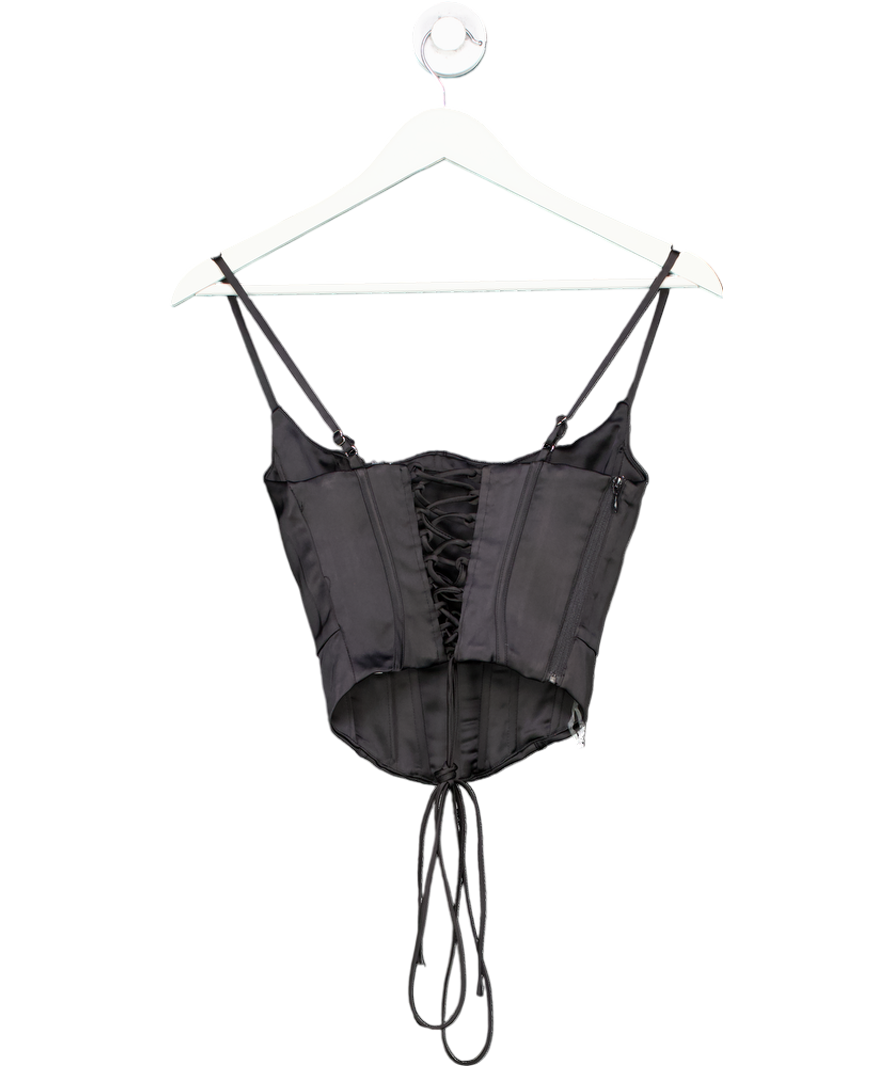 Oh Polly Black Hannie Lace Up Corset Top UK 4