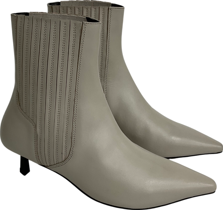 Next Cream Neutral Tabitha Simmons Kitten Heel Elvina Leather Ankle Boots UK 4 EU 37 👠