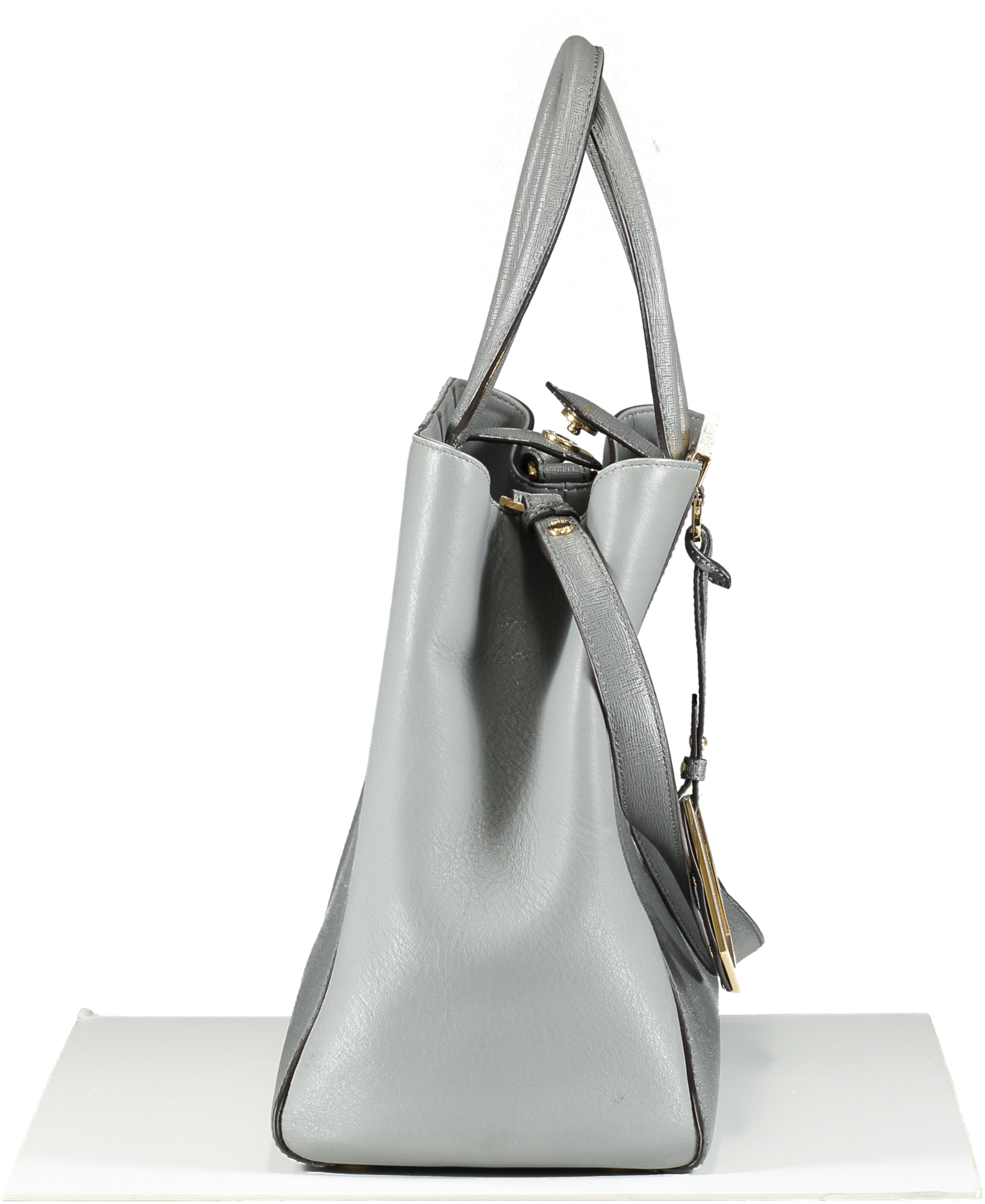 Fendi Grey Saffiano/smooth Leather Petite 2jours Tote Bag