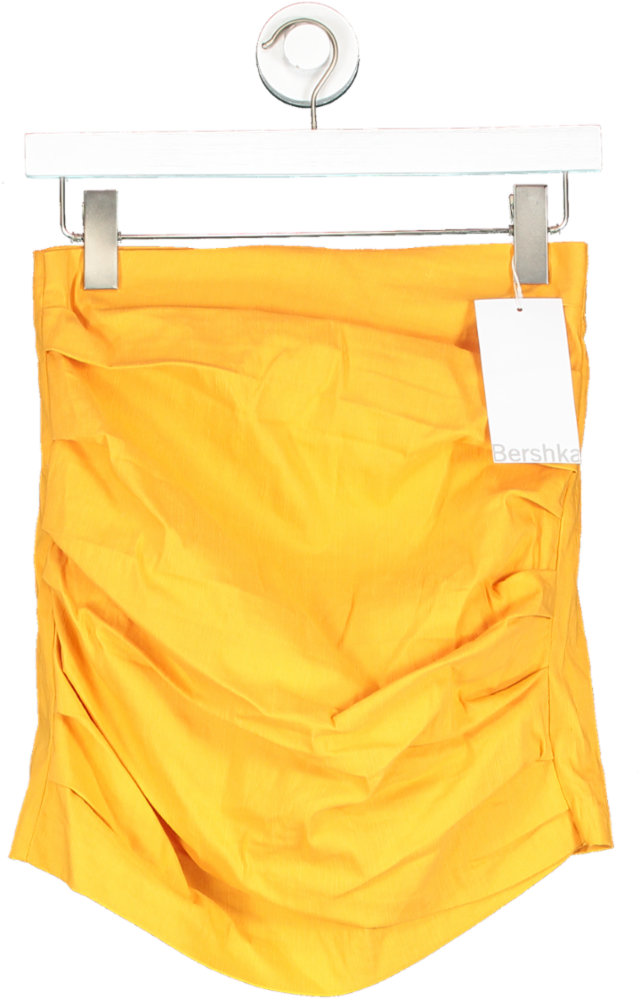 Bershka Orange Ruched Waist Detail Mini Skirt UK S