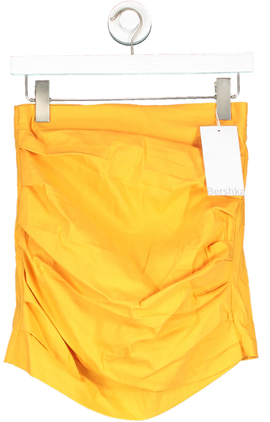 Bershka Orange Ruched Waist Detail Mini Skirt UK S