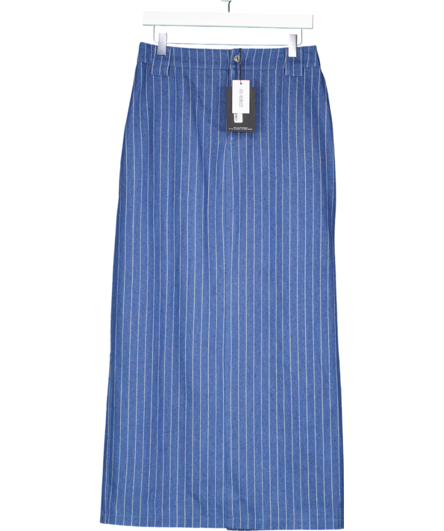 4th & Reckless Blue Pinstripe Tailored Denim Maxi Skirt- Dionne UK 10