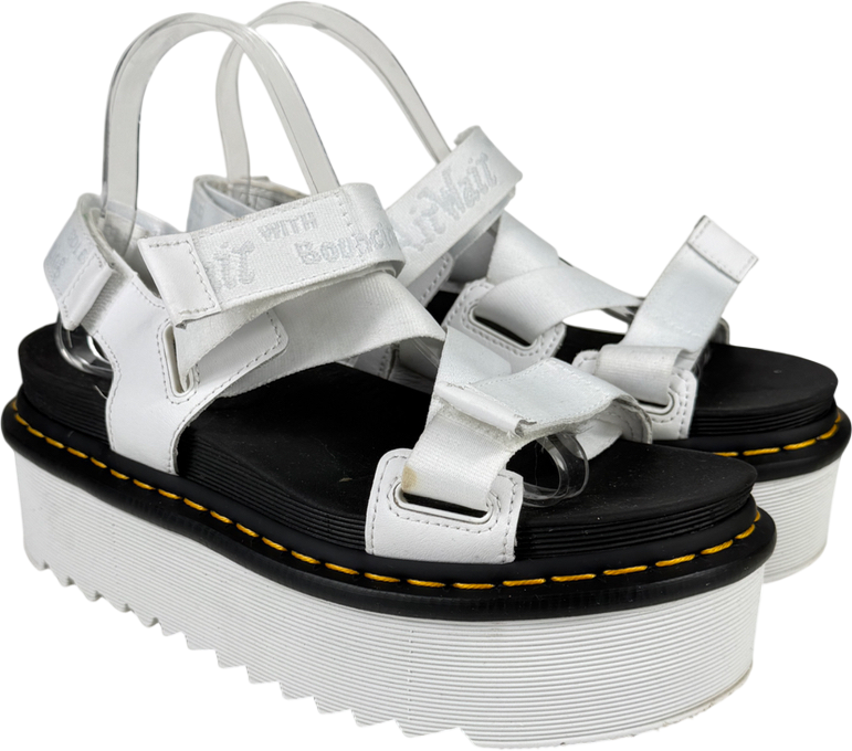Dr Martens White Kimber Logo Webbing Strap Sandals UK 6 EU 39 👠