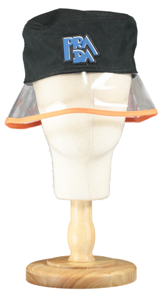 Prada Black Cotton Logo Bucket Hat One Size