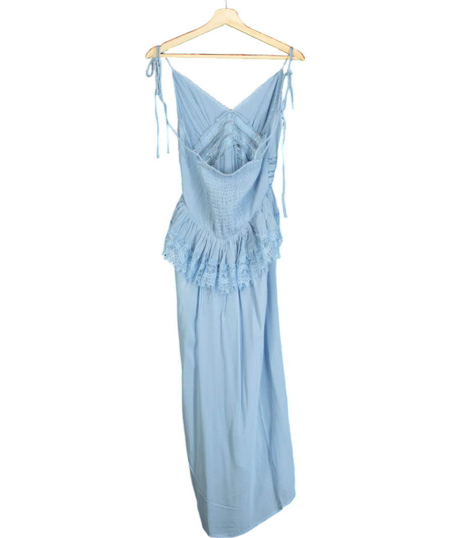 Free People Blue Kiki Slip Sheer Midi Dress UK M