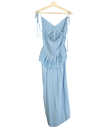 Free People Blue Kiki Slip Sheer Midi Dress UK M