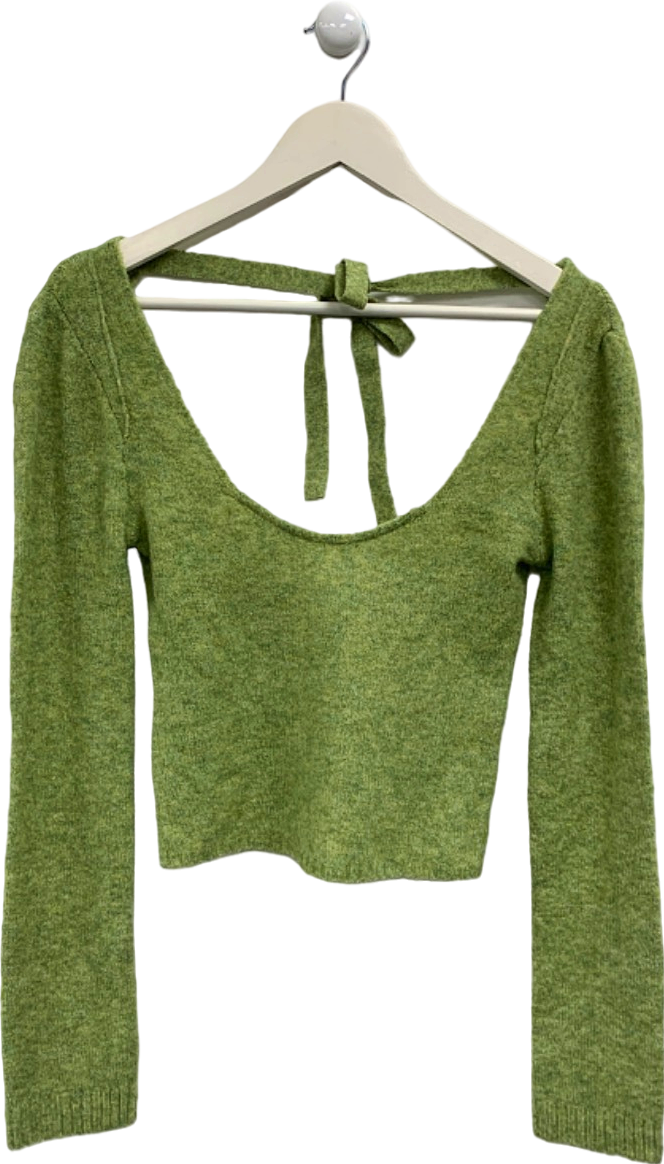 Tiger Mist Green Knit Crop Top UK S