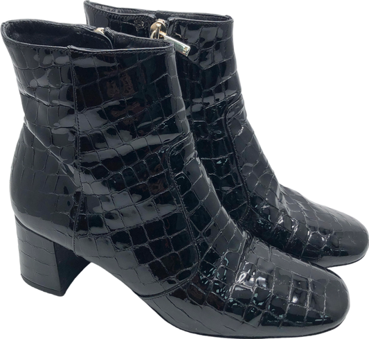 Karen Millen Black Patent Croc Ankle Boots UK 5 EU 38 👠