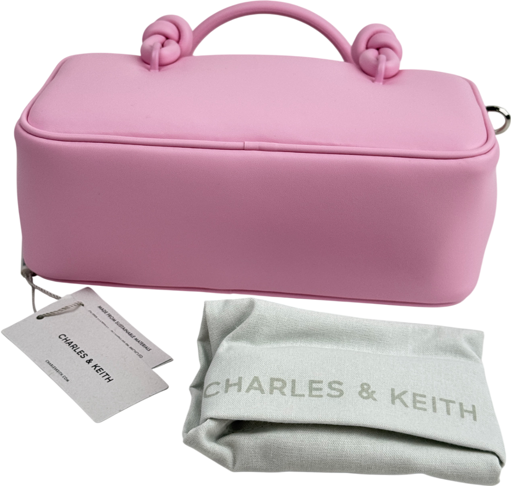 CHARLES & KEITH Sammie Knotted-handle Elongated Bag - Bubble Gum Pink
