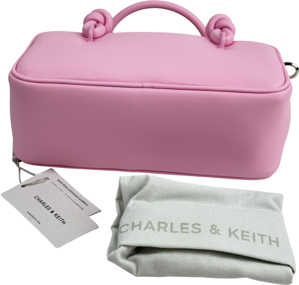CHARLES & KEITH Sammie Knotted-handle Elongated Bag - Bubble Gum Pink