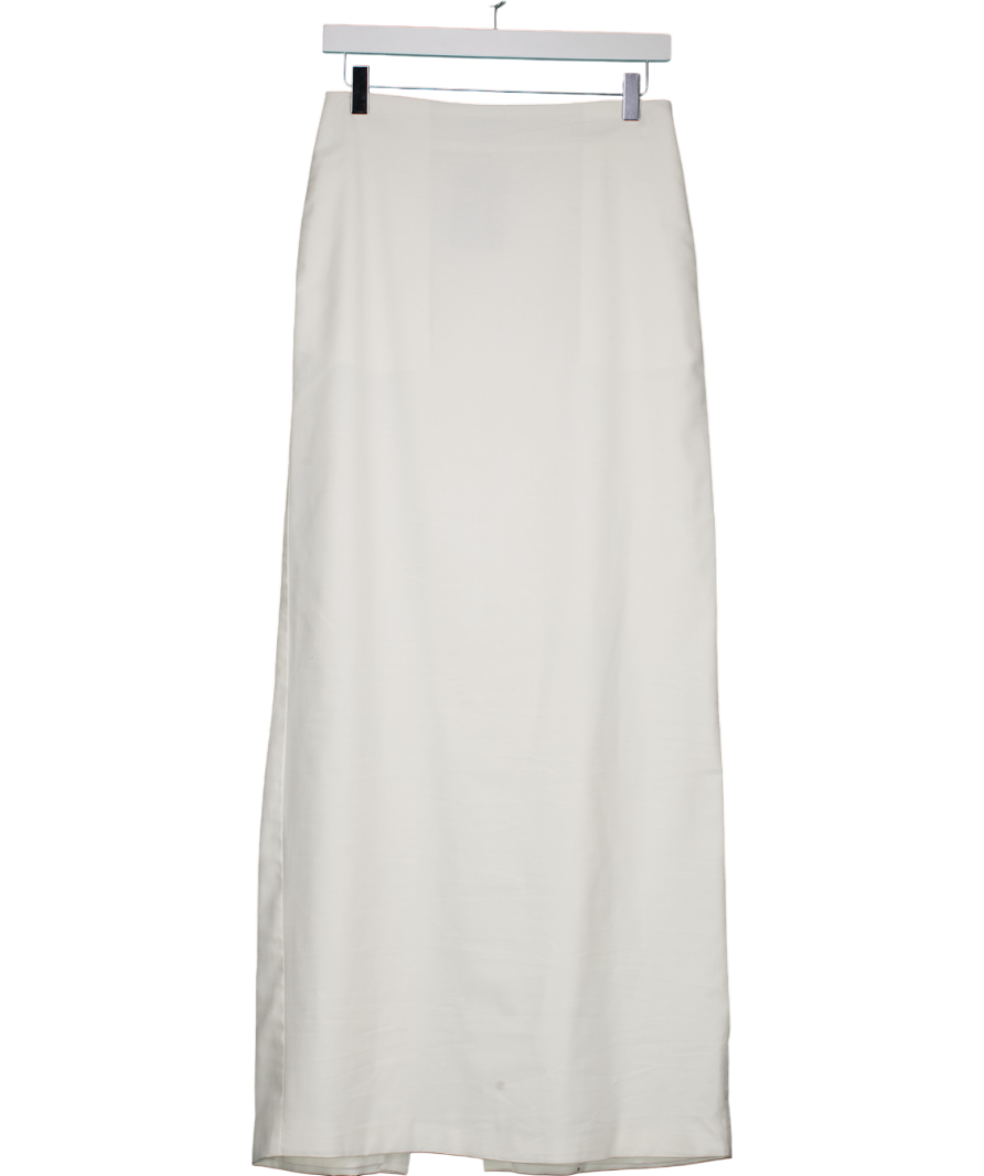 aexae White Linen Column Maxi Skirt UK M