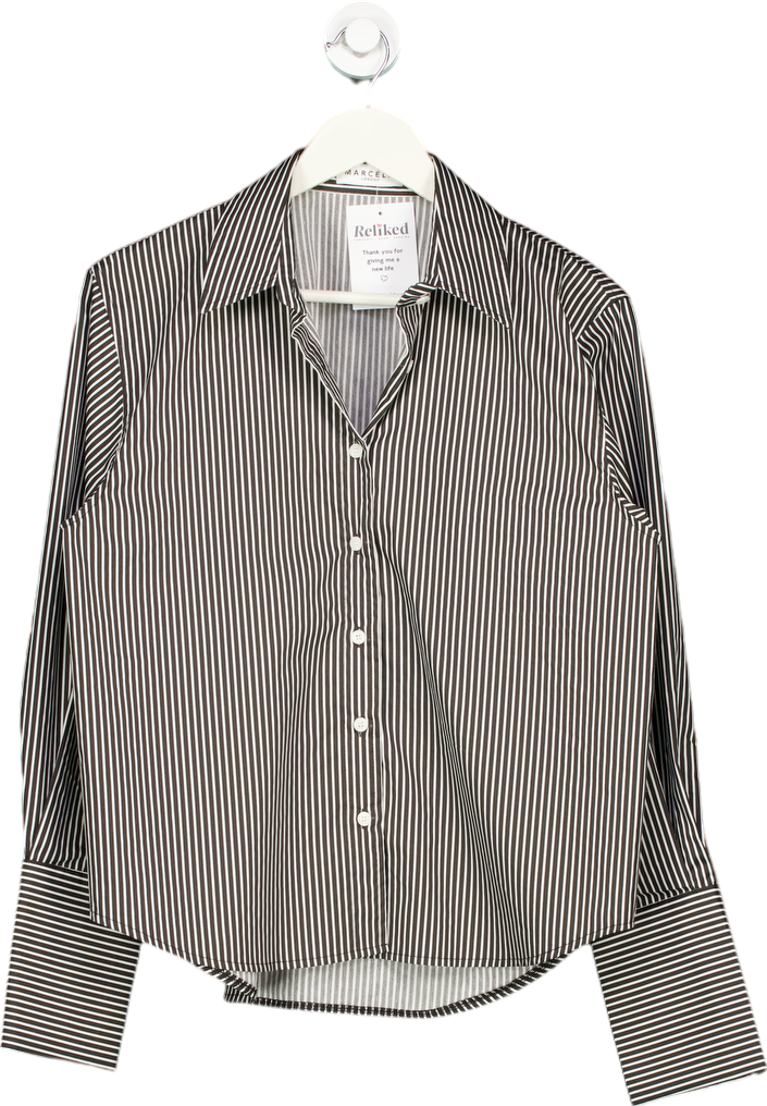 Refined Black and White Striped Shirt UK 10