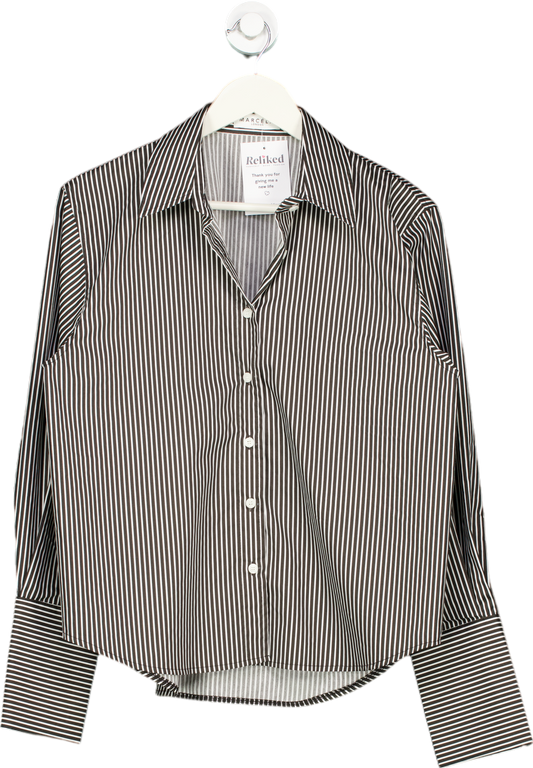 Refined Black and White Striped Shirt UK 10