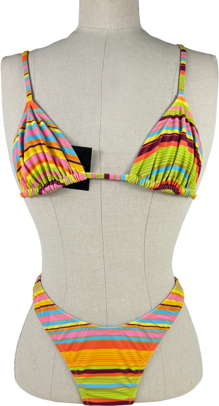 LOLEIA Multicoloured Stripe Bikini (2 Different Bikini Top Styles) UK XS