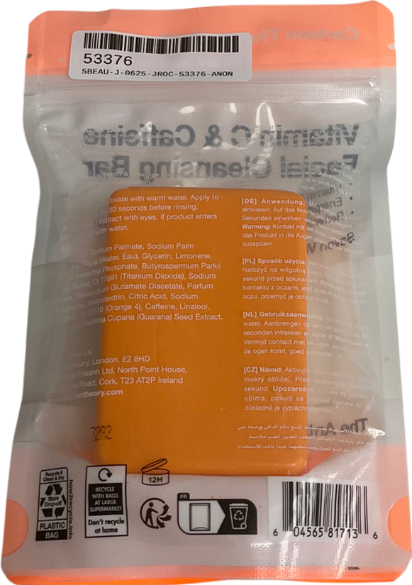 Carbon theory Vitamin C & Caffeine Facial Cleansing Bar 100g