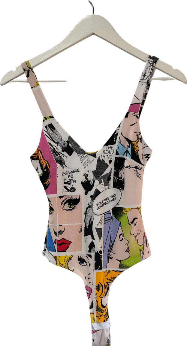 Fashion Nova White Talk To Me Bodysuit UK M