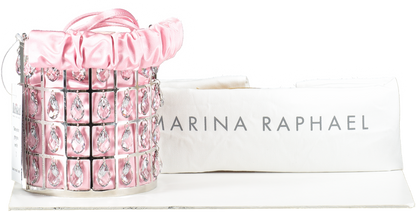 Marina Rapahel Beaded Chandelier Evening Bag In Pink Silk