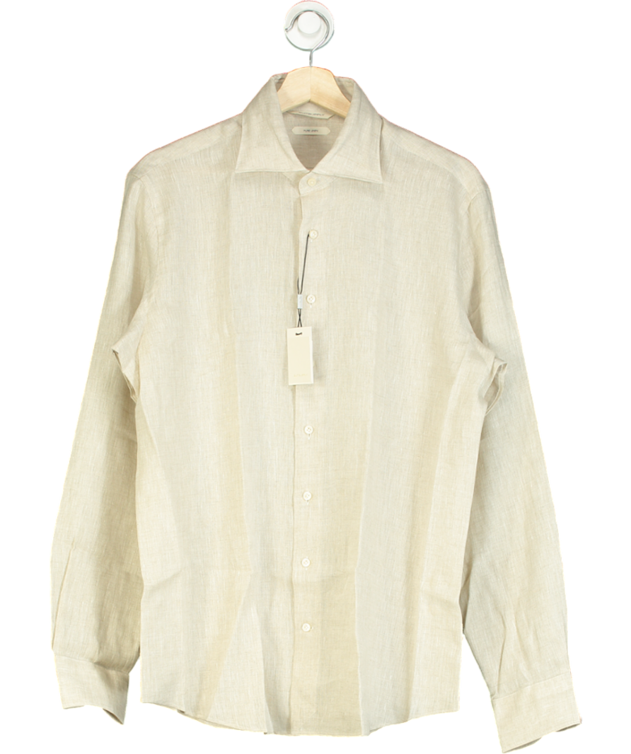 Suitsupply Beige Pure Linen Tailored Fit Shirt UK L