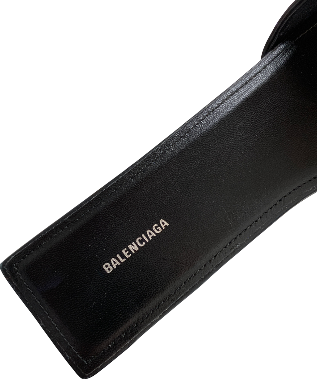 Balenciaga Black Calfskin Square Bow Mules UK 6 EU 39 👠
