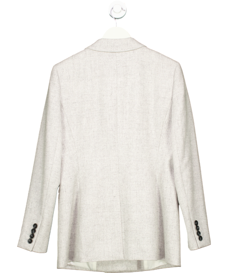 REISS Wool Oversized Double-breasted Blazer In Grey UK 14
