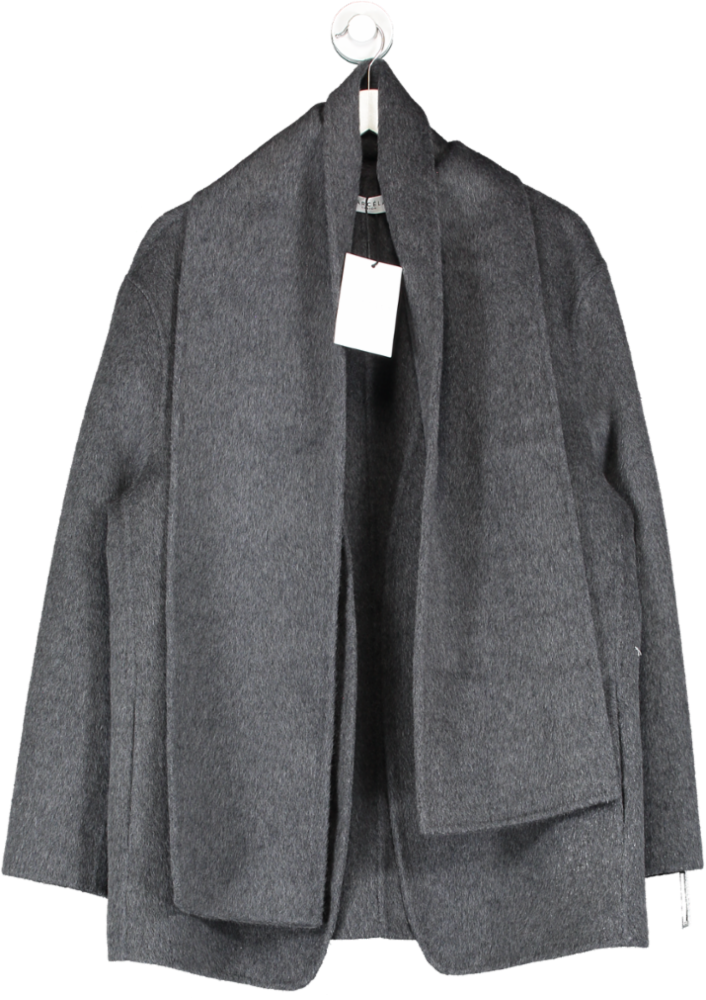 Marcela London Grey Tol Wool Jacket With Scarf UK S/M