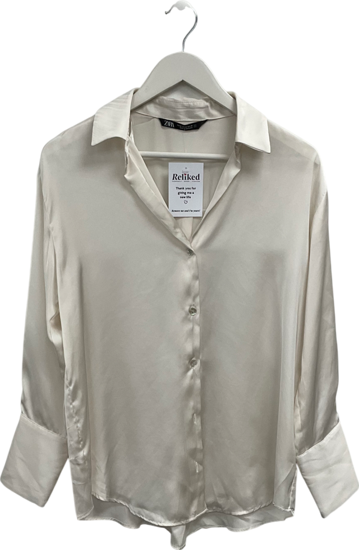 ZARA Cream Satin Shirt UK M