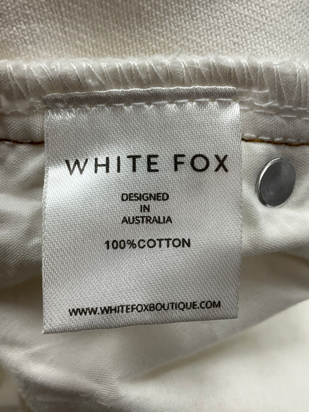 White Fox Cream Lola High Rise Wide Leg Jeans UK L