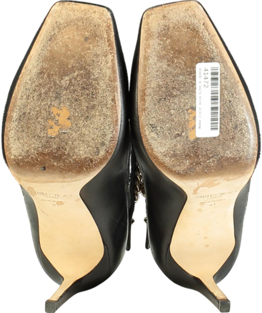 Jimmy Choo Black Malva 85 Leather Mary Jane Pumps UK 8 EU 41
