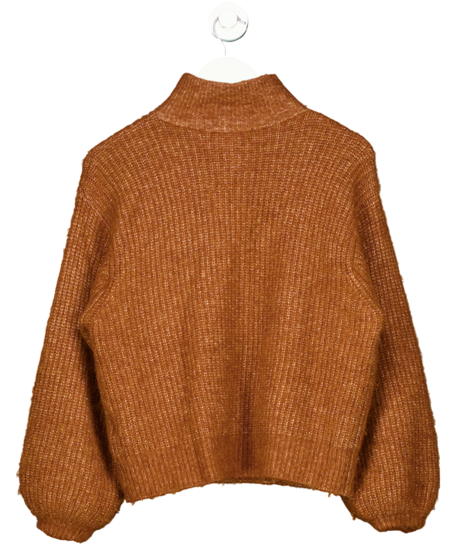 Sezane Brown Alpaca Blend Button Down Jumper UK M