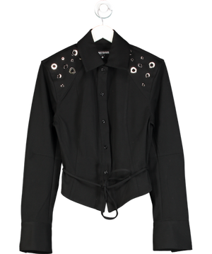 WRSTBHVR Black Bonnie Eyelet Blouse UK S