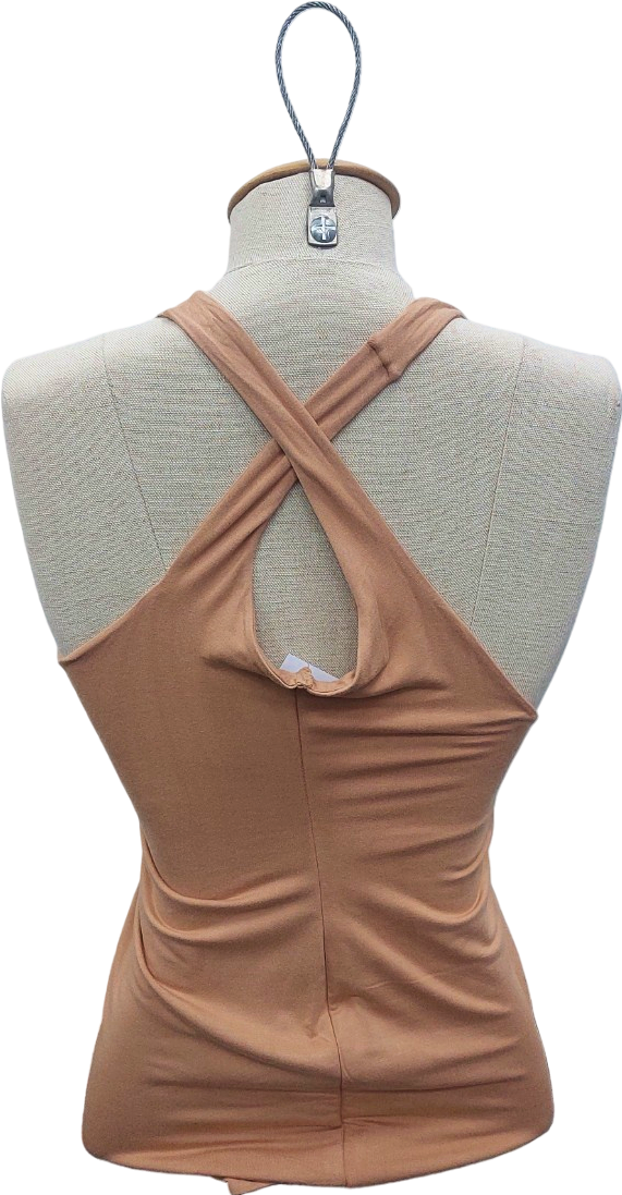 Oh Polly Beige Cross Back TMini dress UK 10