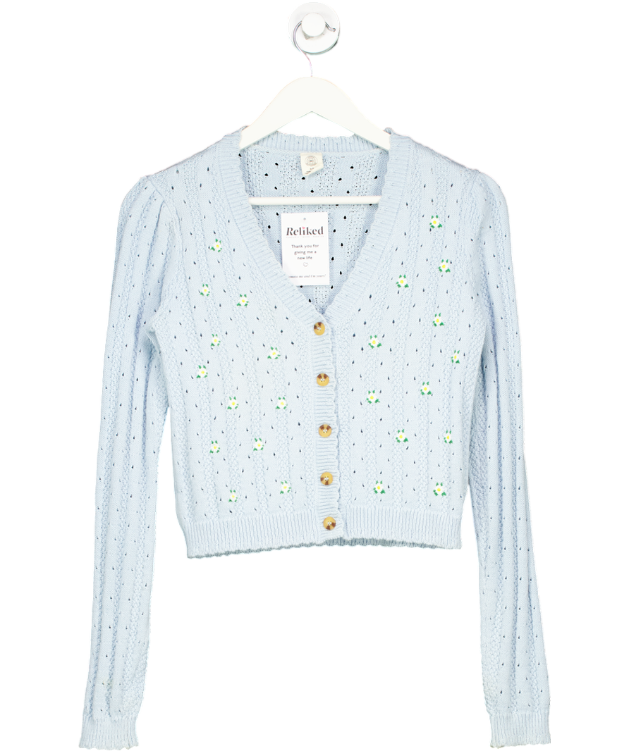 Urban Outfitters Blue Floral Embroidered Cardigan UK S