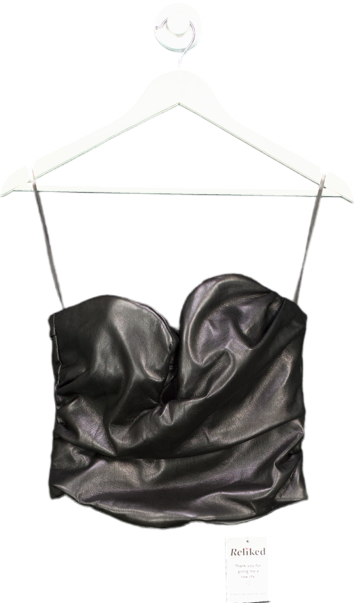 House of CB BLACK PLUNGE VEGAN LEATHER CORSET UK M