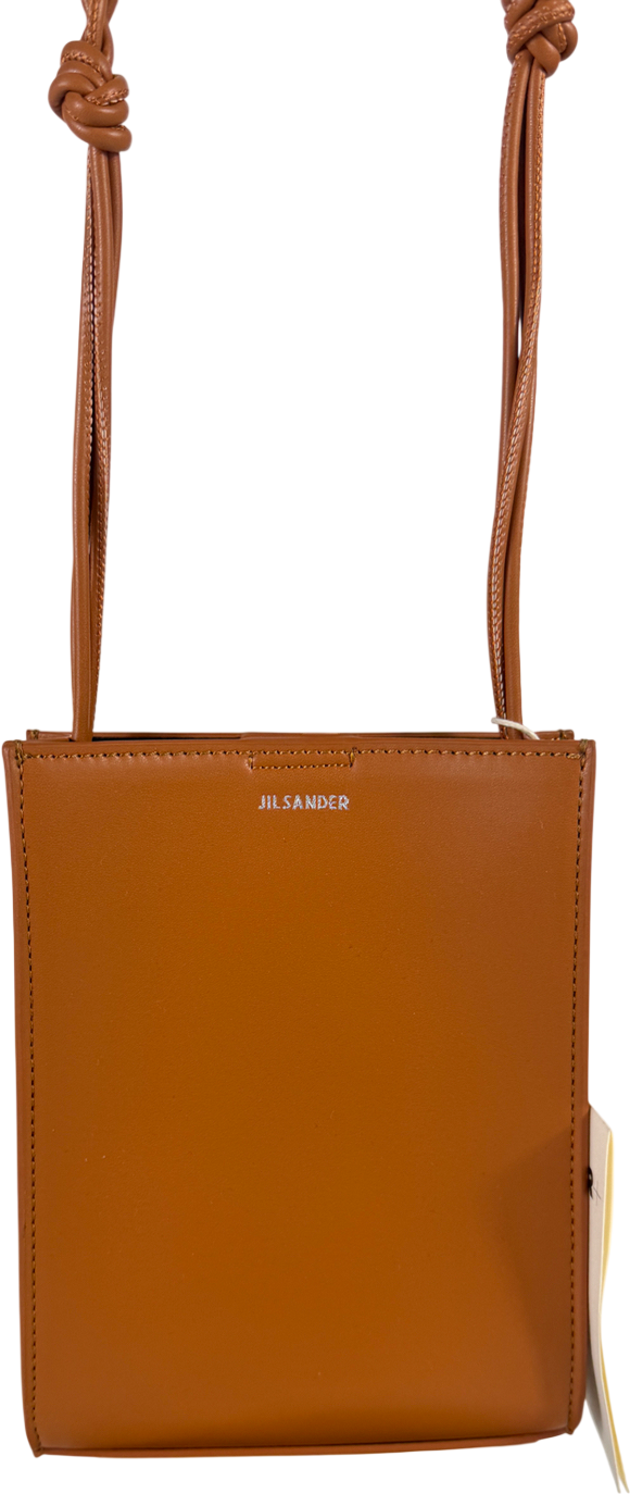 JIL SANDER Brown Tan Leather Braided Strap Small Bag