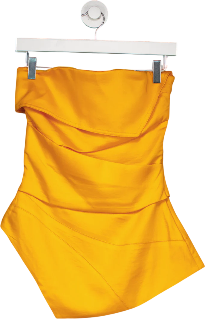 Karen Millen Orange Premium Linen Structured Pleated Tailored Bandeau Top UK 8