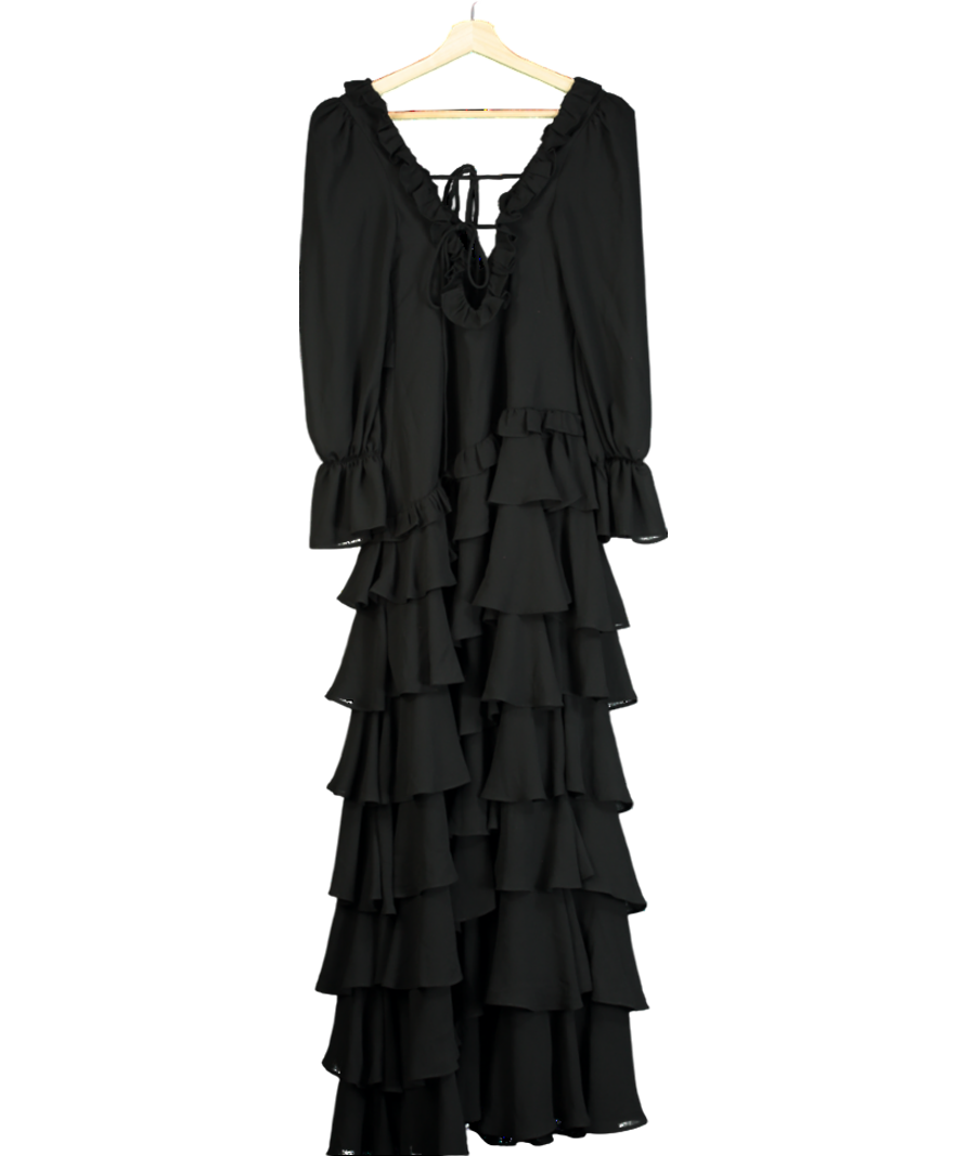 ALB Anne Louise Black Ruffle Maxi Dress UK XS