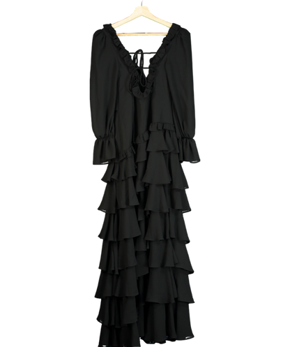 ALB Anne Louise Black Ruffle Maxi Dress UK XS