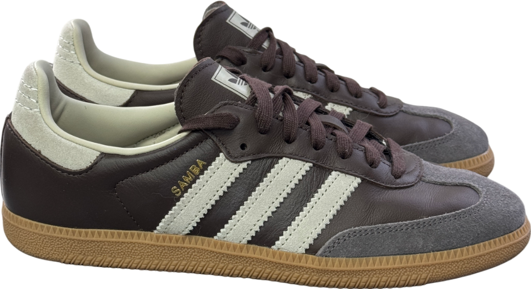 adidas Originals Samba Trainers - Brown / Putty Grey / Gold Metallic UK 7 EU 40 👠