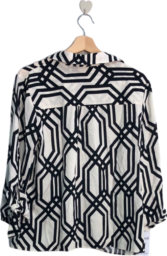 Very Black and White Geometric Print Shirt UK 14