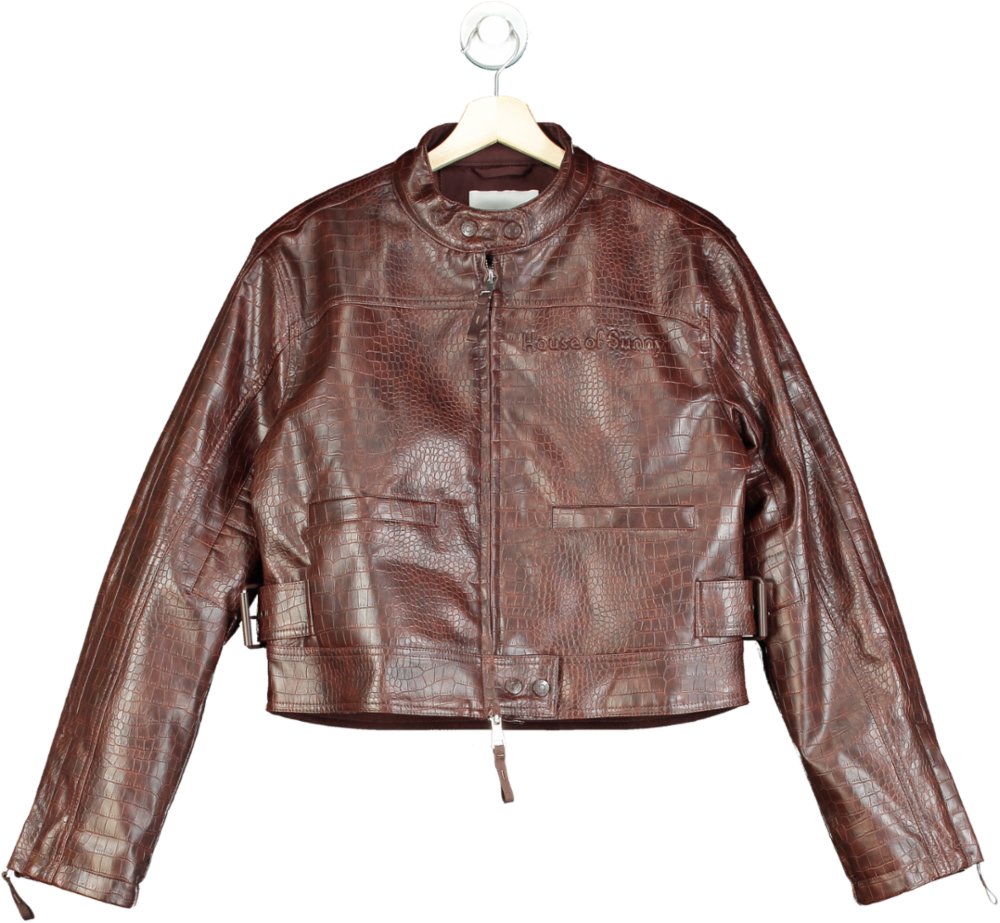 House of Sunny Brown Croc Embossed Jacket UK 6