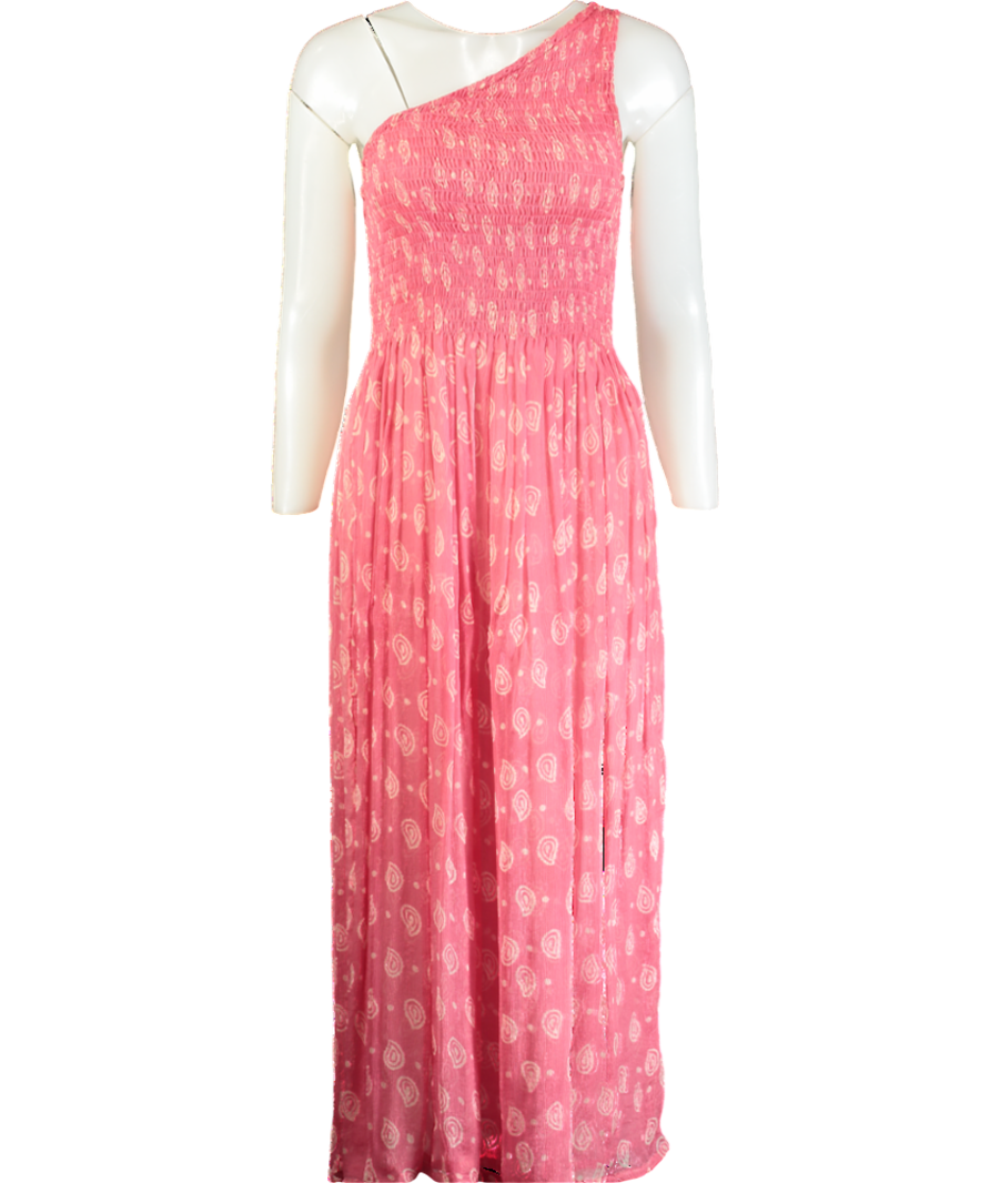 Cloe Cassandro Pink Printed Asymmetric Mesh Dress UK XS