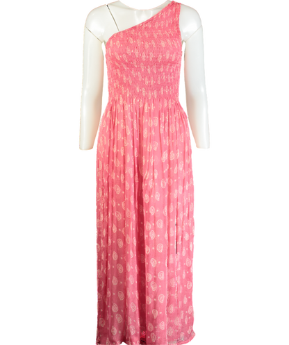 Cloe Cassandro Pink Printed Asymmetric Mesh Dress UK XS