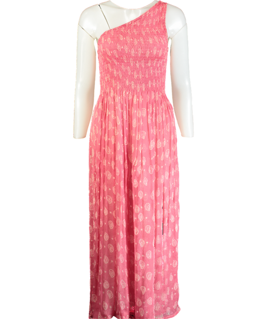 Cloe Cassandro Pink Printed Asymmetric Mesh Dress UK XS