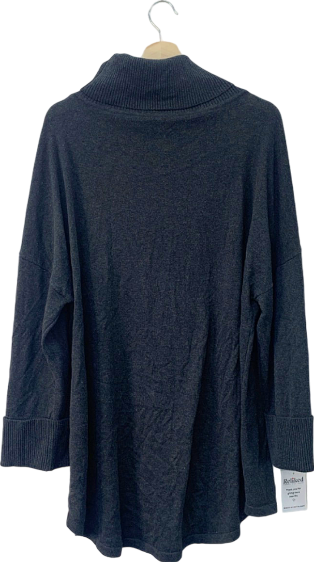 Pepper Black Oversized Cotton Turtleneck Jumper - Medium