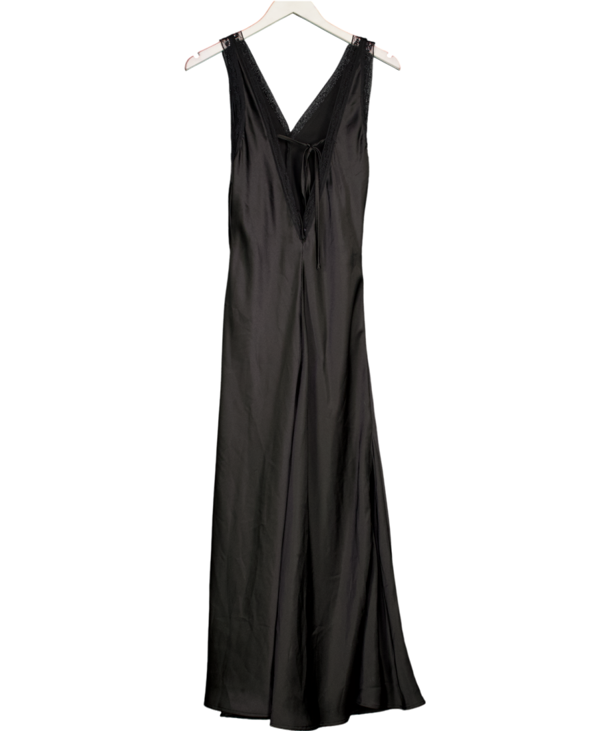 New Look Black Satin Lace Trim Slip Dress UK 6