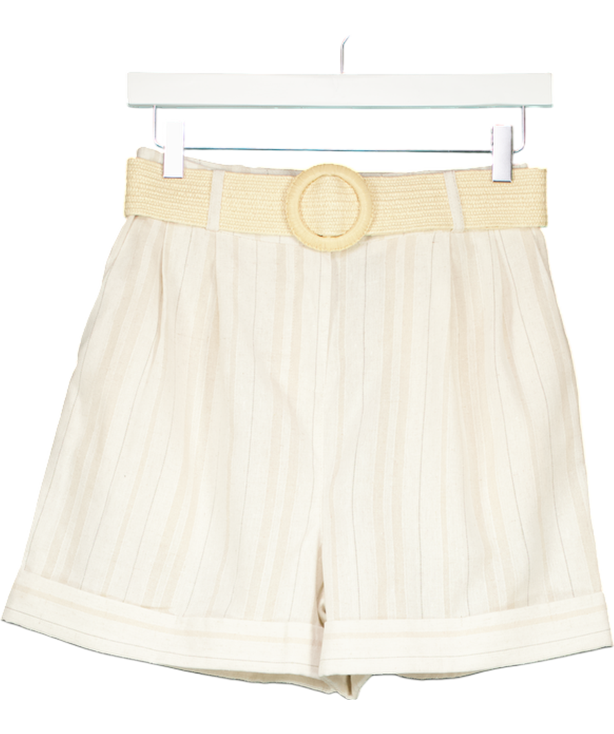 lipsy london Cream Linen Belted Shorts UK 8