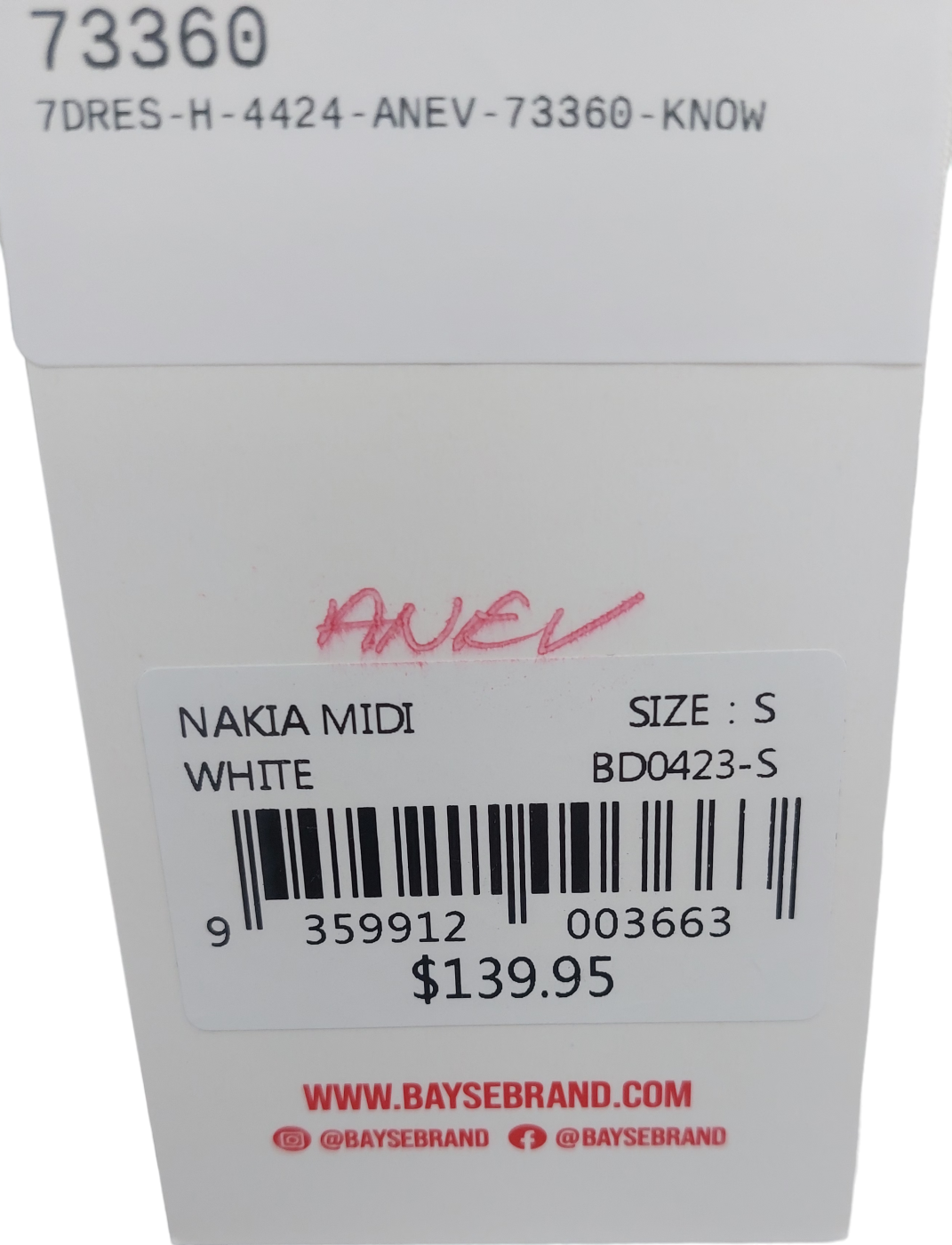 Bayse White Nakia Midi Dress UK S