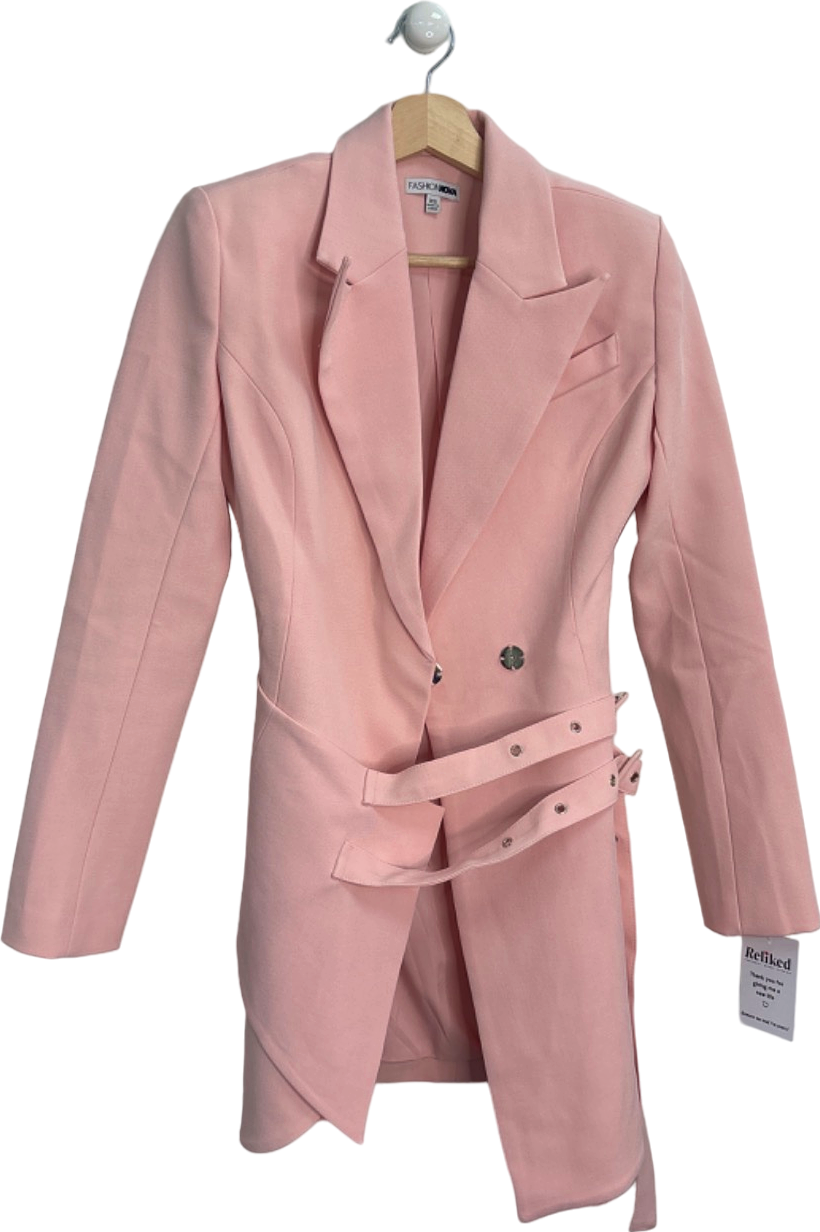 Fashion Nova Pink Belted Tailored Blazer XS